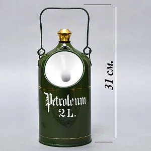Антикварная Канистра для бензина с воронкой - Эмалированный Бидон на 2 литра, Германия начало ХХ века.