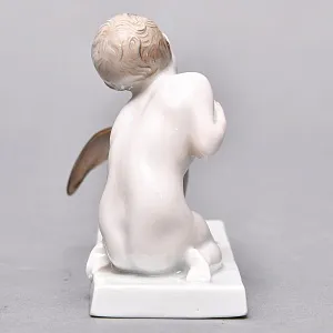 Антикварная Фарфоровая статуэтка «Мальчик, пингвин и краб», ROSENTHAL Германия, первая половина ХХ века.