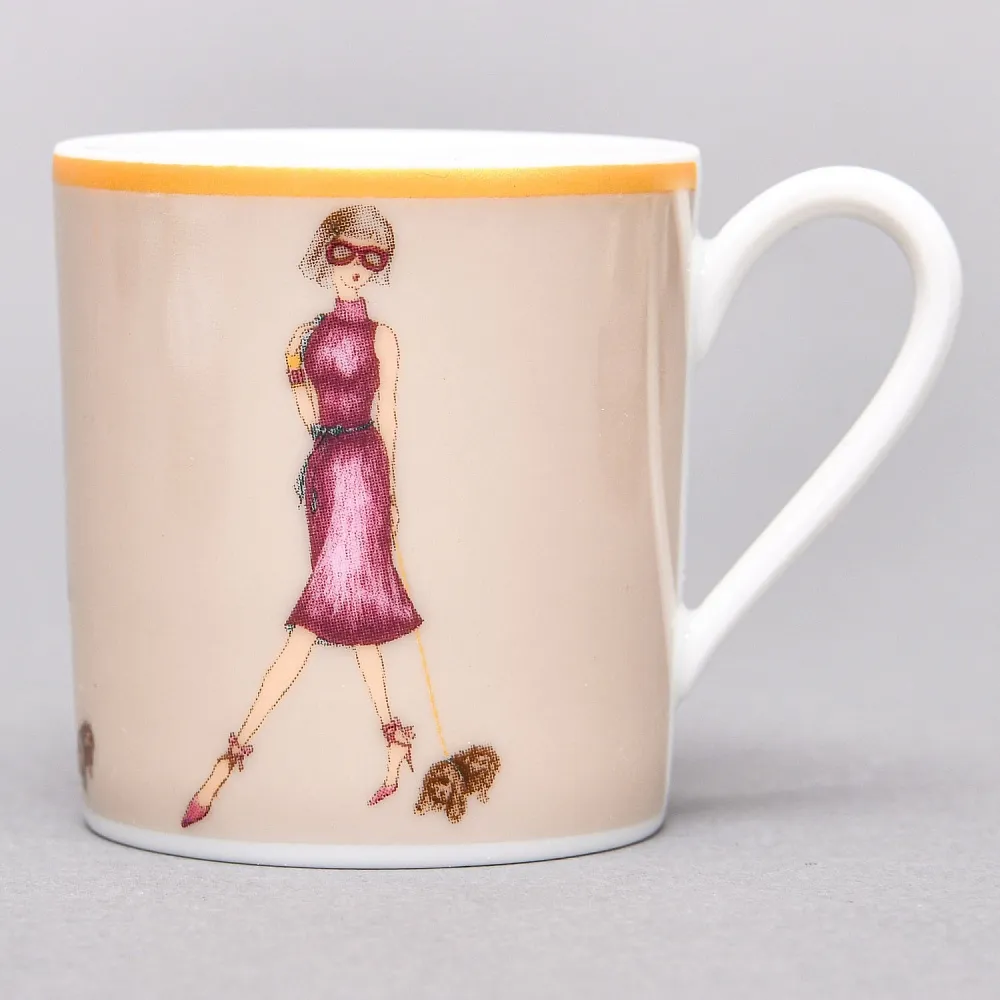 Набор из 4-х Кофейных пар «За покупками - Shopping», Limoges Medard de Noblat Франция, конец ХХ века.