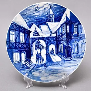 Коллекционная Настенная Тарелка - Блюдо «Рождественский пейзаж»,Фарфор MEISSEN Германия - 1975 год. 