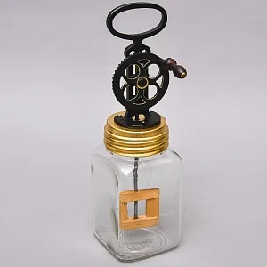 Старинная Бытовая Механическая Маслобойка, Стекло / Металл, Германия середина ХХ века.