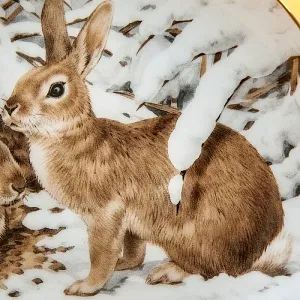 Коллекционная Тарелка «Лесной Год, ЯНВАРЬ. Зайцы» Фарфор, Англия - 1983 год.