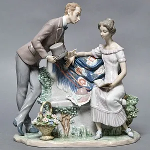 Большая Фарфоровая статуэтка «Давай поженимся или Предложение», Lladro Испания, 1987 - 1994 годы. 