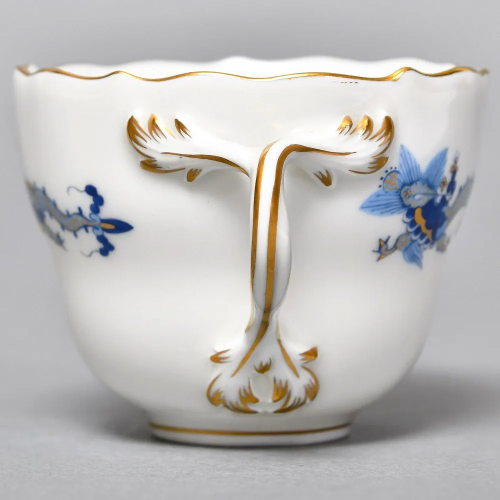 Классическая Кофейная пара и Десертная тарелка «Синий Дракон», Фарфор MEISSEN, Германия. 
