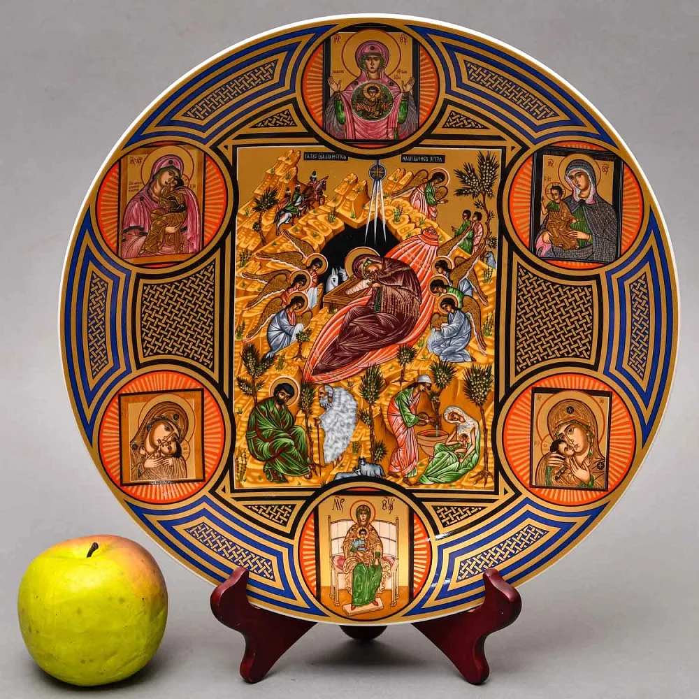 Коллекционная Фарфоровая тарелка - блюдо «Рождественская икона», Heinrich Villeroy & Boch Германия, 1980 год. 