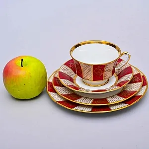 Фарфоровый Набор «Эгоист» - 4 предмета из серии «Золотая снежинка», Furstenberg Германия.