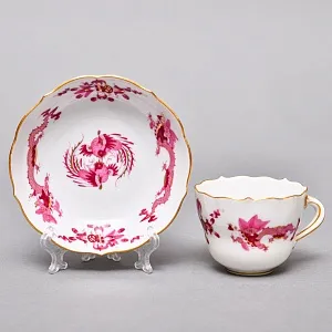 Коллекционная Кофейная пара «Розовый Дракон», MEISSEN Германия, первая половина ХХ века. 