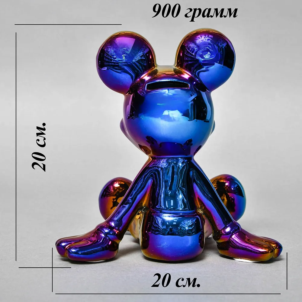 Дизайнерская фарфоровая статуэтка-копилка «Микки Маус. Зеркальный ультрамарин» от Disney Showcase Collection / Enesco, США -2010 год.