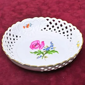 Сервировочная Тарелка - Блюдо - Сухарница «МАК», Фарфор MEISSEN Германия.