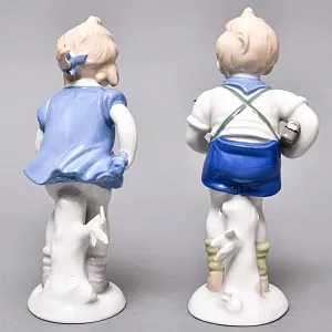 Парные Фарфоровые статуэтки «Дети. Мальчик и Девочка», Wagner & Apel Lippelsdorf Германия, 1949 - 1951 годы. 