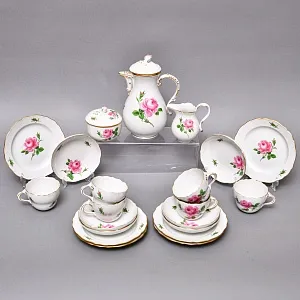 Фарфоровый Чайный Сервиз «РОЗА Мейсена» на 6-ть персон, MEISSEN / МЕЙСЕН Германия. 
