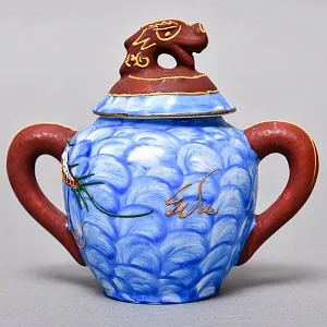 Чайный Сервиз на 6 персон «Небесные Драконы», Фарфор SATSUMA Япония, середина ХХ века.