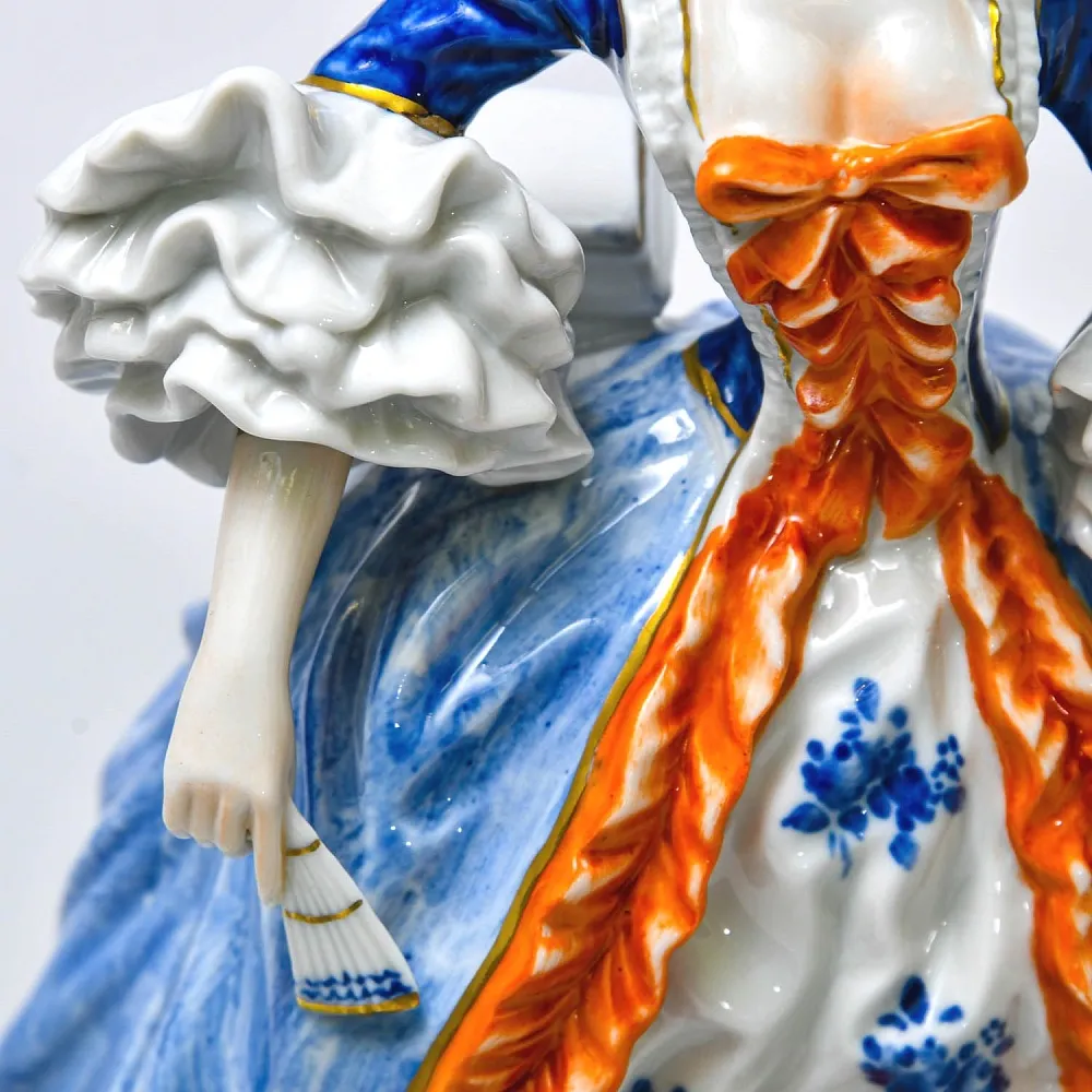 Редкость!!! Коллекционная Фарфоровая Статуэтка «Девушка в голубом платье», Unterweissbach Германия - 1958 год.