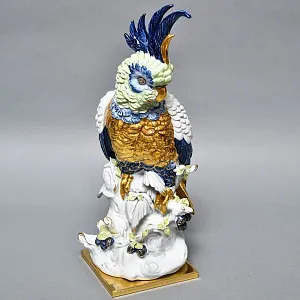 Редкость! Большая Коллекционная Статуэтка «Птица - ПОПУГАЙ КАКАДУ», Фарфор, Италия 60-гг. 