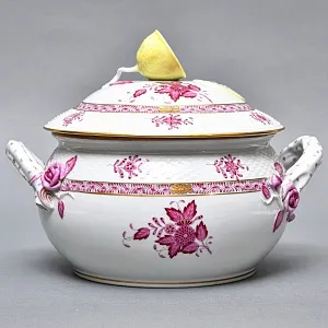 Фарфоровая Супница - Тюрина на подставке «APPONYI PURPUR», HEREND Венгрия - 1942 год.  