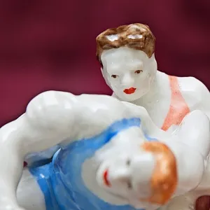 Авторская Коллекционная Фарфоровая Статуэтка «Борцы», ДФЗ Дулево СССР -1959 год. 