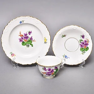 Чайный набор «Мейсенский букет» на 6 персон, Фарфор MEISSEN Германия, 1924 - 1934 годы. 