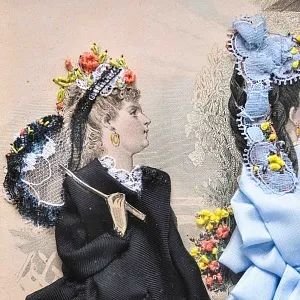 Винтажная Картина - Иллюстрация - Гравюра «Мода. Ручные голуби», Франция.