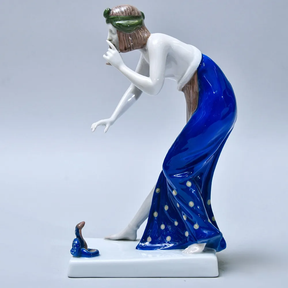 Редкость! Антикварная Фарфоровая статуэтка «Заклинательница змей», ROSENTHAL Германия -1919 год.