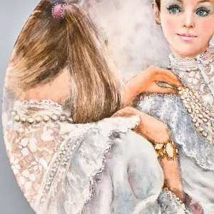 Коллекционная Фарфоровая тарелка «Девушка в жемчужном ожерелье», Wedgwood Англия - 1987 год. 