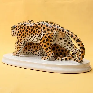 Редкость! Большая Фарфоровая Статуэтка «Два Ягуара На Охоте», Schwarzburger, Германия -1925 год.