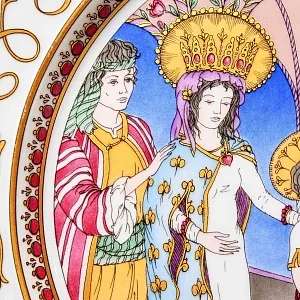 Коллекционная Фарфоровая тарелка из серии РОЖДЕСТВО - «Иисус в храме», Hutschenreuther Германия - 1990 год.