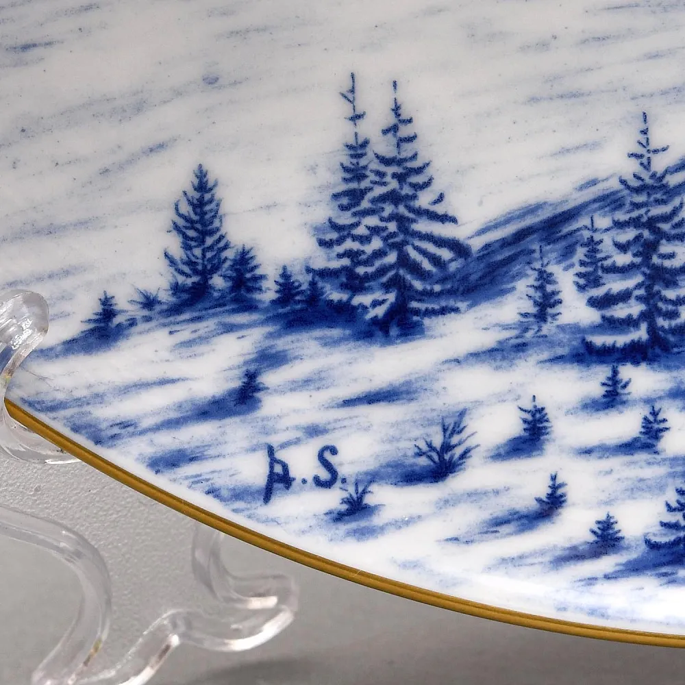 Коллекционная Фарфоровая Тарелка - Блюдо «Пейзаж с замком на горе», Hutschenreuther Германия. 