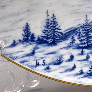 Коллекционная Фарфоровая Тарелка - Блюдо «Пейзаж с замком на горе», Hutschenreuther Германия. 