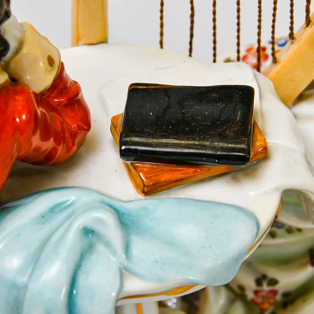 Антикварная Статуэтка «Арфистка и Кавалер - Репетиция», фарфор Scheibe - Alsbach, Германия.