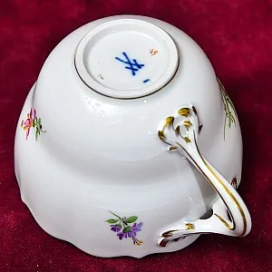 Чайная пара+Тарелка (Тройка) серии BLUME Фарфор MEISSEN / МЕЙСЕН Германия