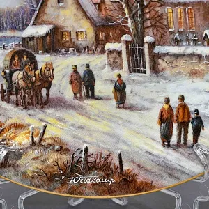 Коллекционная Фарфоровая тарелка «Деревня у озера», Tirschenreuth Германия - 1991 год. 