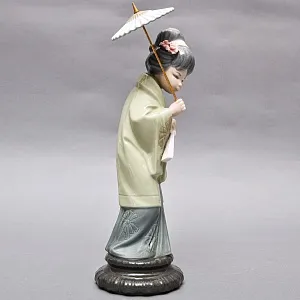 Коллекционная Фарфоровая статуэтка «Гейша с зонтом» Н - 30 см. Lladro, Испания - 1978 год.