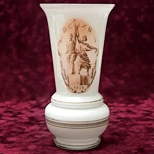 Агитационная Стеклянная Ваза «ВСХВ - Рабочий и Колхозница», Завод «Красный Май» СССР -1954 год.