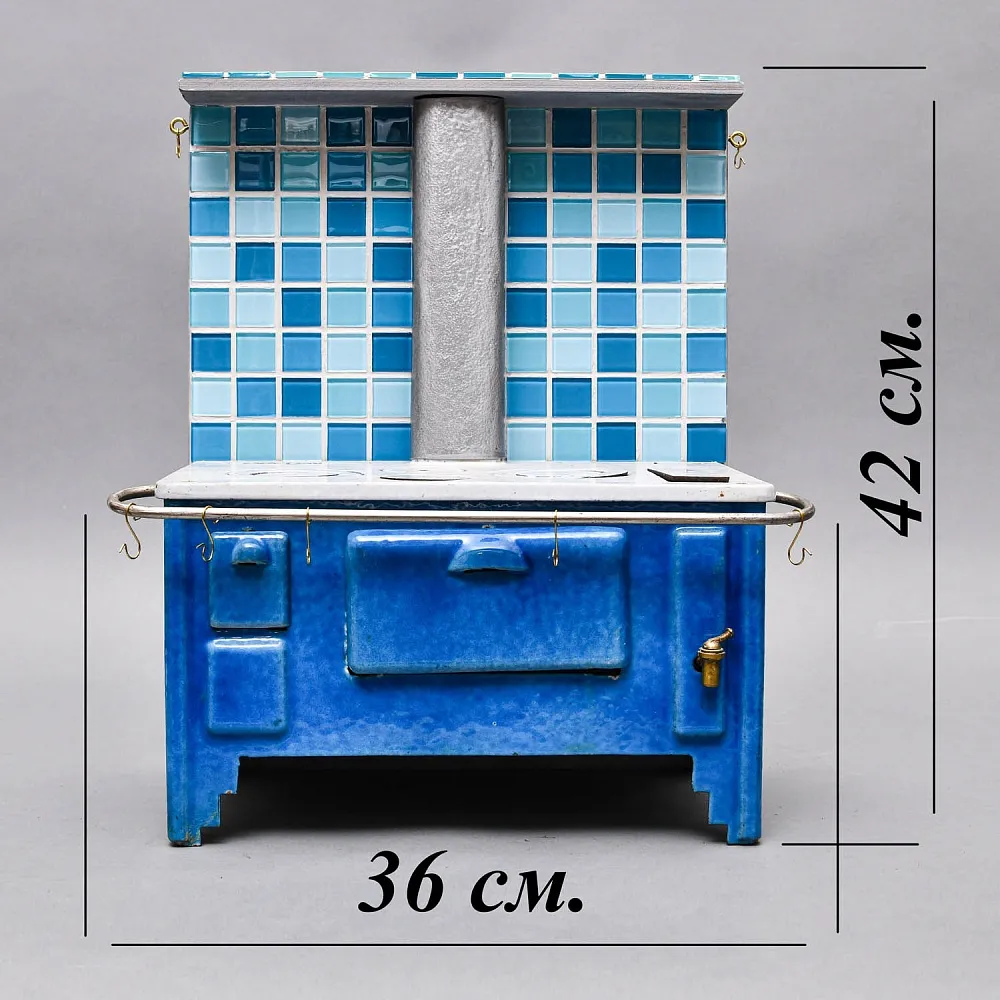 Редкость! Винтажная Игрушка - Кукольный детский набор - Плита с Посудой, Германия середина ХХ века.