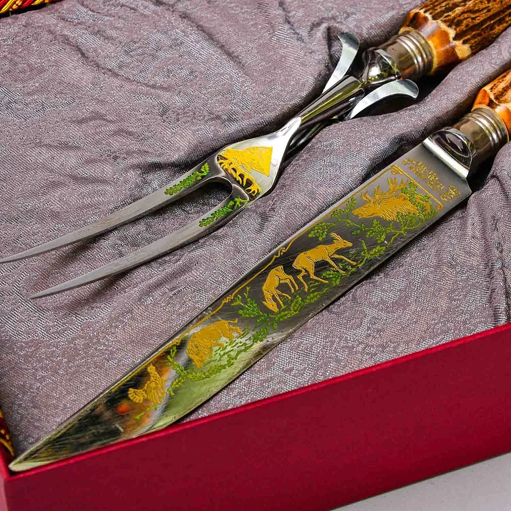 Набор для Барбекю «Охота» из 2-х предметов, Германия, ANTON WINGER Solingen, 60 -е годы ХХ века.