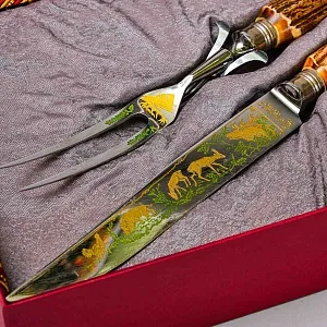 Набор для Барбекю «Охота» из 2-х предметов, Германия, ANTON WINGER Solingen, 60 -е годы ХХ века.