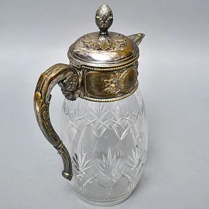 Старинный Антикварный Хрустальный Графин - Кувшин на 4 литра. Silverplate, Германия начало ХХ века.