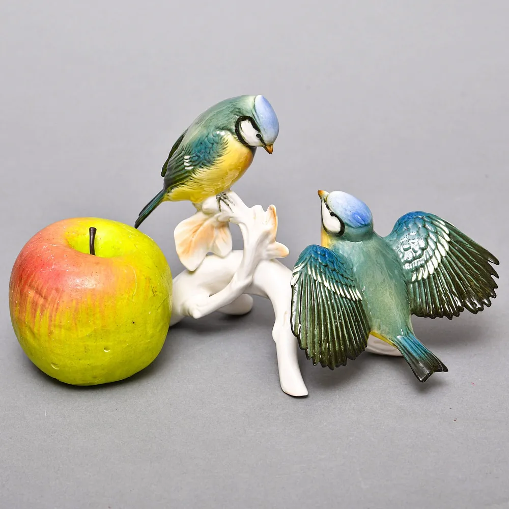 Пара Птиц - Фарфоровая Статуэтка «Синички на ветке», Карл Энс / Karl Ens, Германия 50 гг.