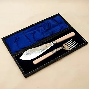 Антикварный Сервировочный Набор для подачи блюд Нож+Вилка, Франция начало ХХ века.