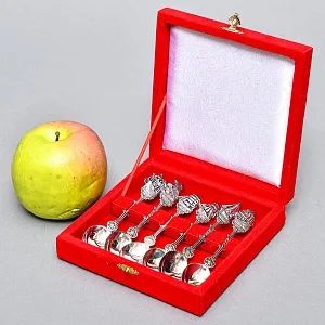 Сервировочный Набор Коллекционных  Десертных Ложек «Парусные Корабли», Silverplate Германия.