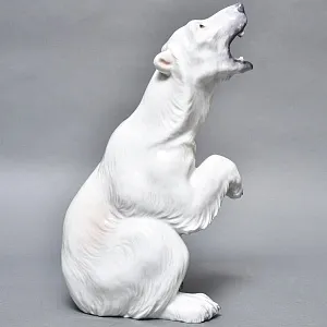 РЕДКОСТЬ! Большая Фарфоровая статуэтка «Белый медведь», Dahl-Jensen Дания, середина ХХ века.