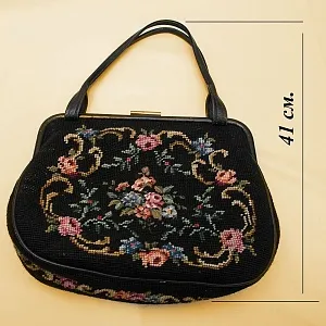 Винтажная Дамская Сумка из Тёмного Гобелена Западной Германии 60 -е годы ХХ века.