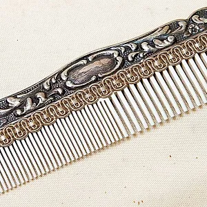 Антикварный Дамский набор для туалетного столика - 4 предмета, Серебро, Англия - начало ХХ века. 