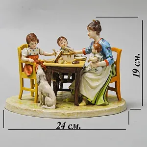 Антикарная Фарфоровая Статуэтка «Едоки каши. Завтрак», Aсkermann & Fritze начало ХХ века.