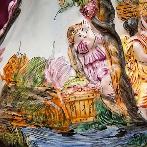 Большой Декоративный Кувшин - Ваза «Райский Сад», Фаянс Capodimonte / Каподимонте Италия Н-53 см.