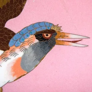 Антикварная Тарелка  «ПТИЦА»  D - 30 см., клуазоне, Япония, Мэйдзи.