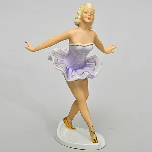 Коллекционная Фарфоровая статуэтка «Танцовщица в cиреневом», FASOLD & STAUCH Германия, 60-е годы ХХ века.