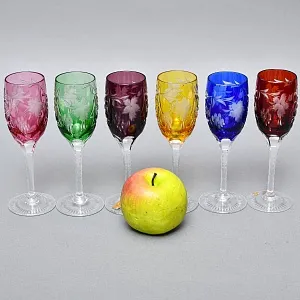 Набор 6-ть Фужеров серия «Prosecco - Виноград» Цветной Хрусталь, NACHTMANN Германия, 60-е гг.