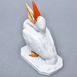 Коллекционная Фарфоровая статуэтка «Птица - Пеликан», HEREND Венгрия, середина ХХ века.