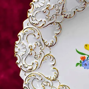 Антикварное Фарфоровое Блюдо - Тарелка «БУКЕТ С НАРЦИССОМ», MEISSEN Германия, первая половина ХХ века.